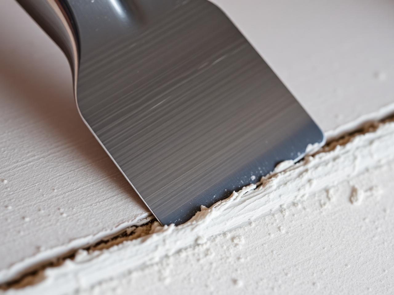 Drywall taping knife smoothing a perfect joint